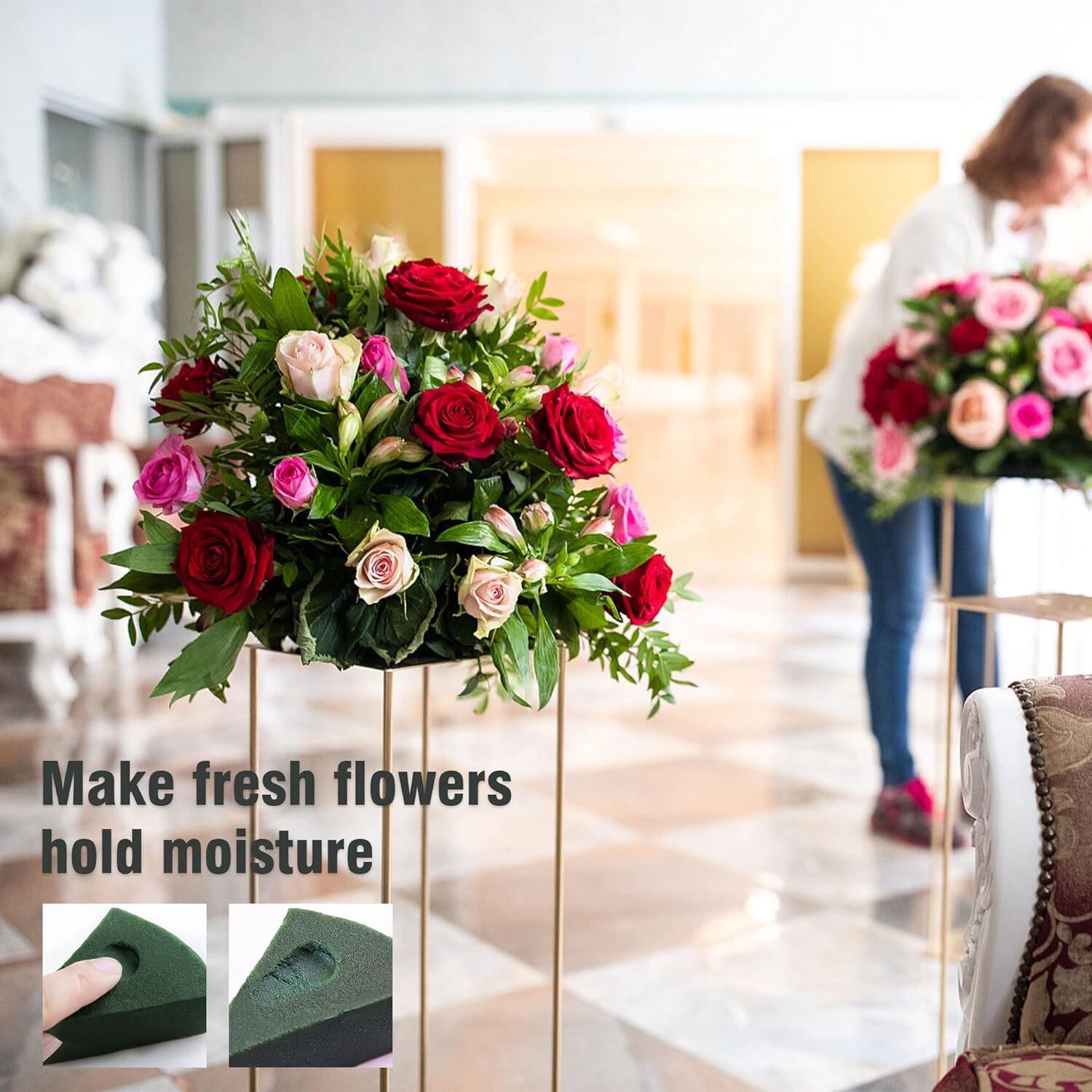 Max Shape Pack of 2 Large Size Floral Foam Blocks for Fresh and 2