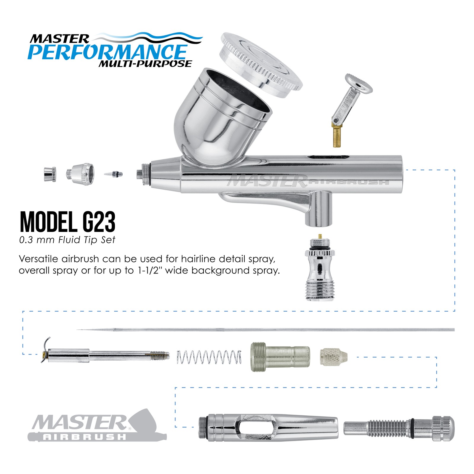 Master G23 Gravity Feed Airbrush Kit Mini Air Compressor, Hobby Craft Art Cake