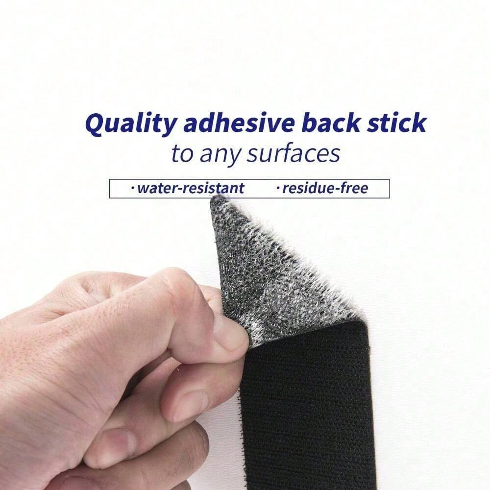 30Pcs Self Adhesive Hook Loop Strips Black Heavy Duty Sticky Back Tape Fastener