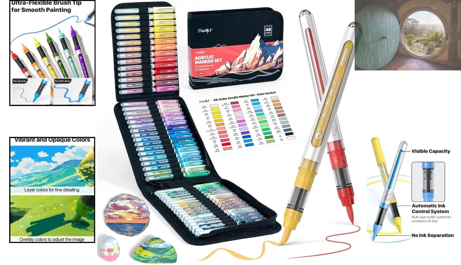 48 Vibrant Colors Acrylic Paint Markers Set – Multi-Surface Art Supplies