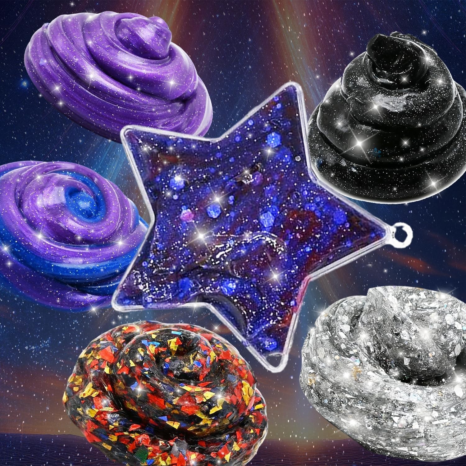 Creative Galaxy Slime Set for Kids 6-12, Color-Changing & Glitter Fun, 18 Pieces