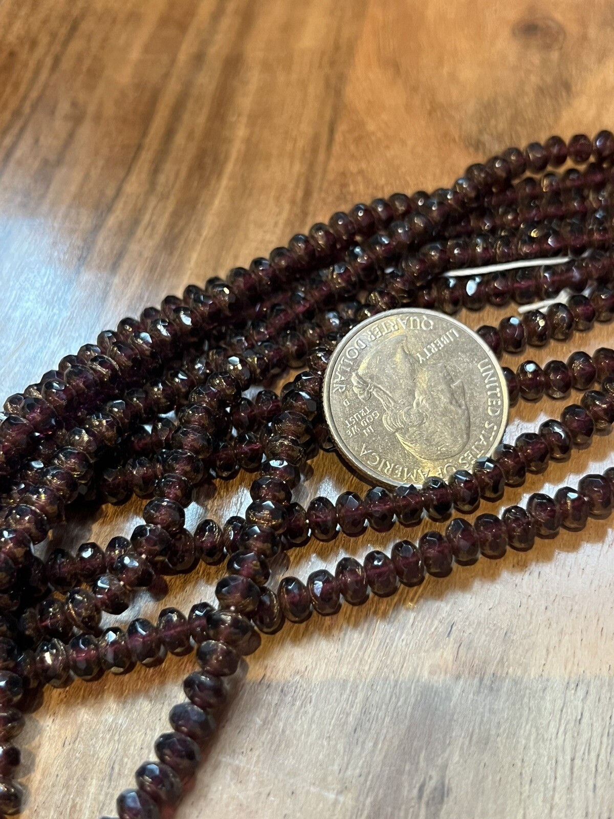 Iridescent Pressed Glass Purple Gold Vintage Czech Glass 6 In Strand Beads