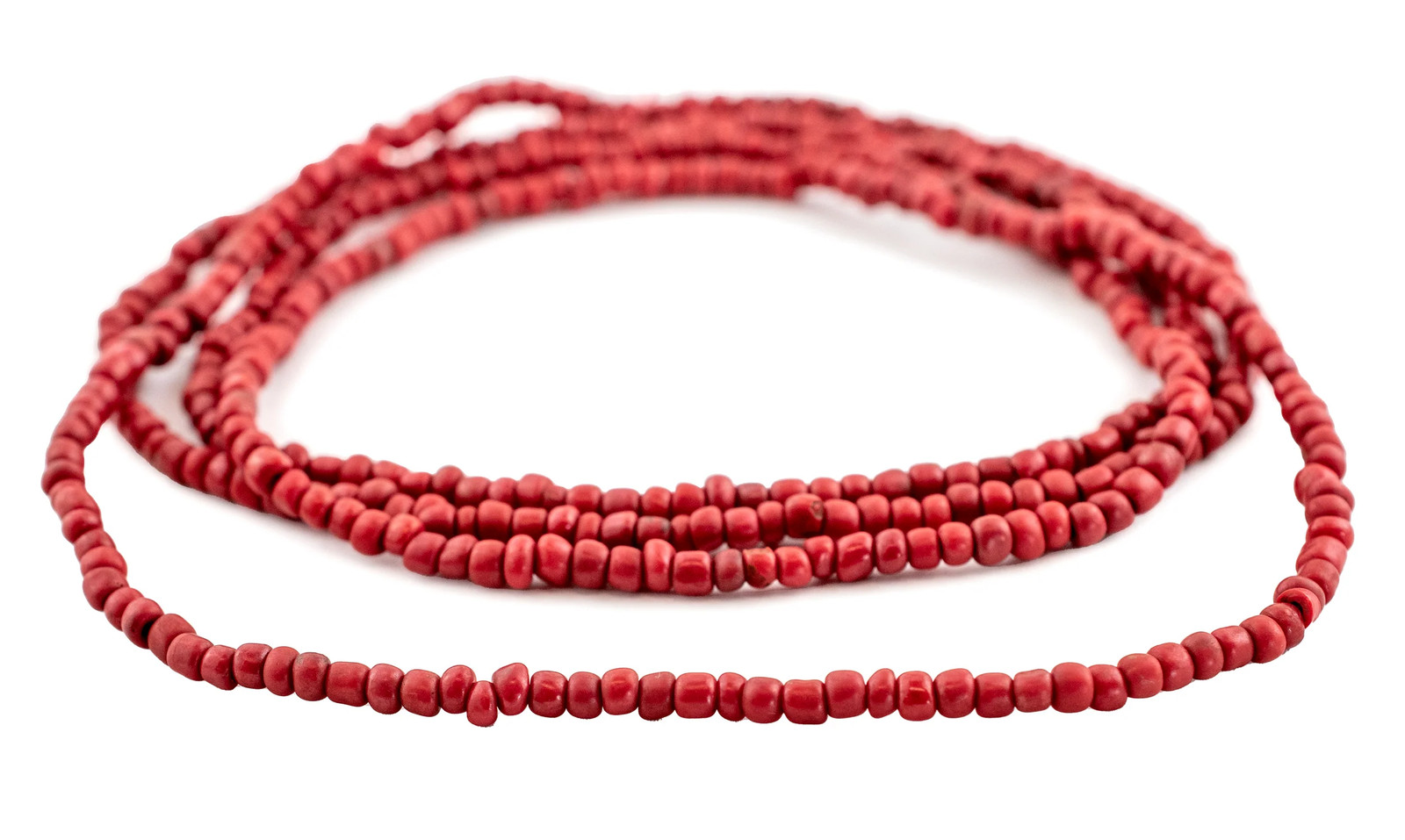 Red Java Glass Seed Beads 4mm, 48 Inch Strand Indonesia