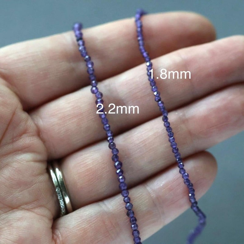 Amethyst Beads 1.8mm 2mm – Faceted Round Gemstone 12.5″