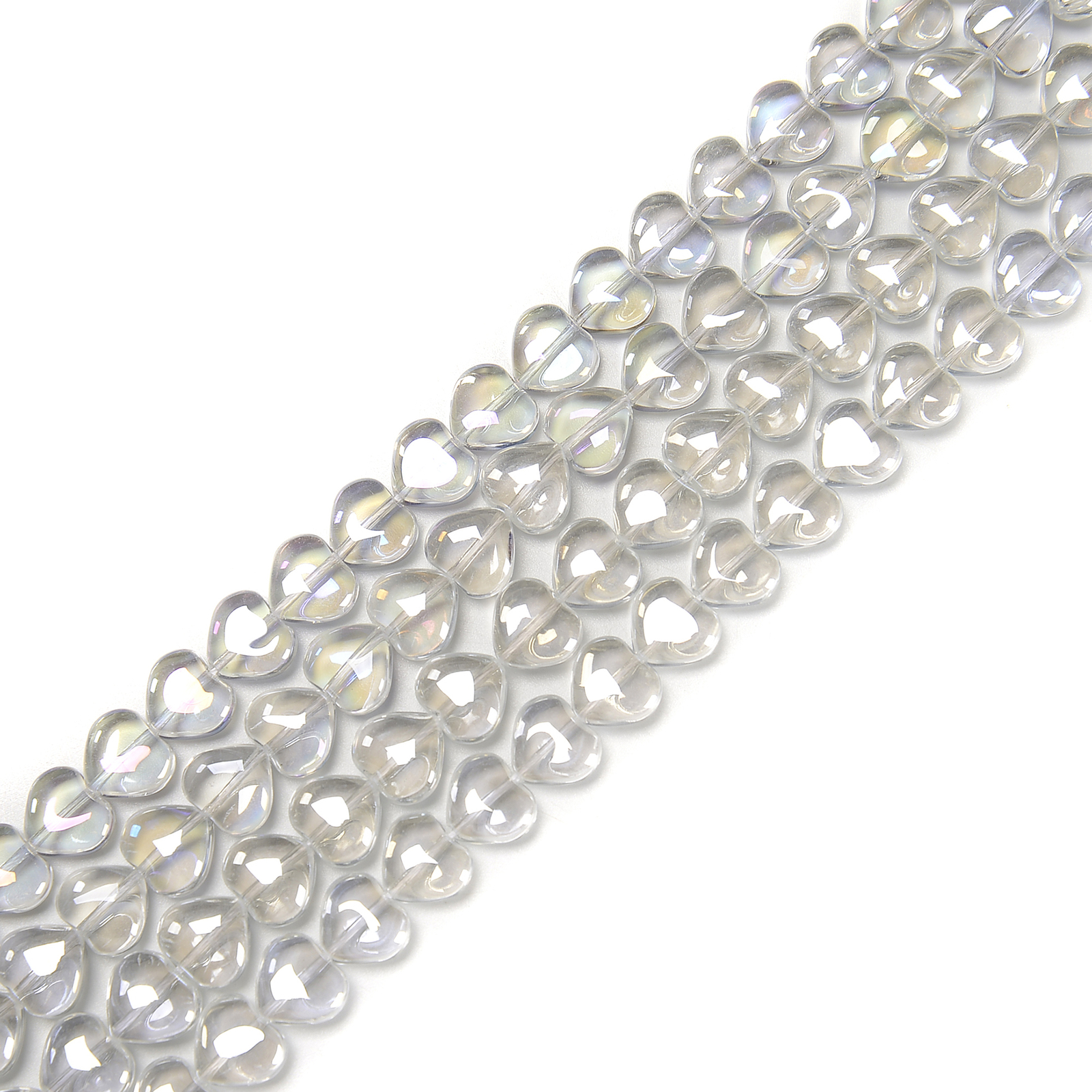 Clear AB Crystal Glass Heart Shape Beads Size 8mm 10mm 15.5” Strand