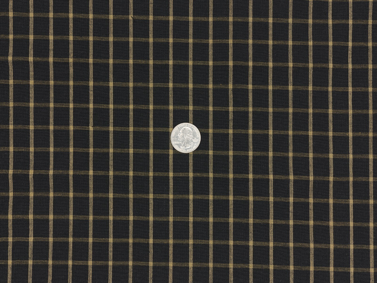 BLACK AND TEA DYE Window Pane Plaid Woven Cotton Sewing Quilt Homespun Fabric