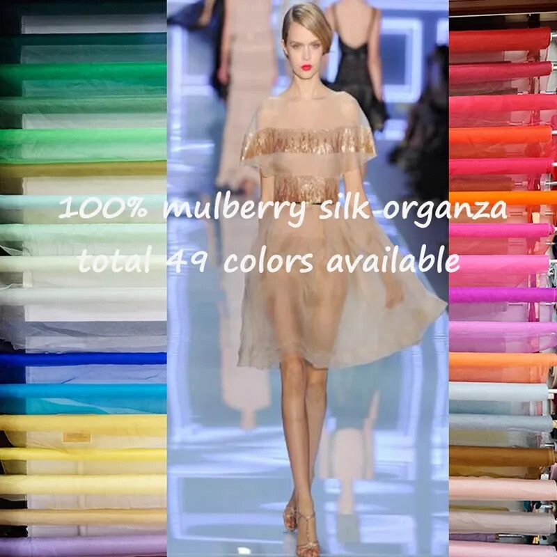Solid Color Pure Silk Organza 45” By Yards Silk Gauze Fabric Wedding Crafts DIY