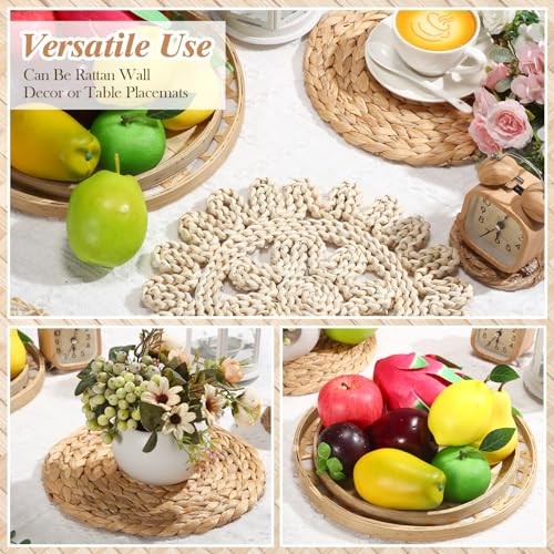 Hushee 7 Pcs Boho Wall Basket Decor, Seagrass Woven Round Bohemian Hanging