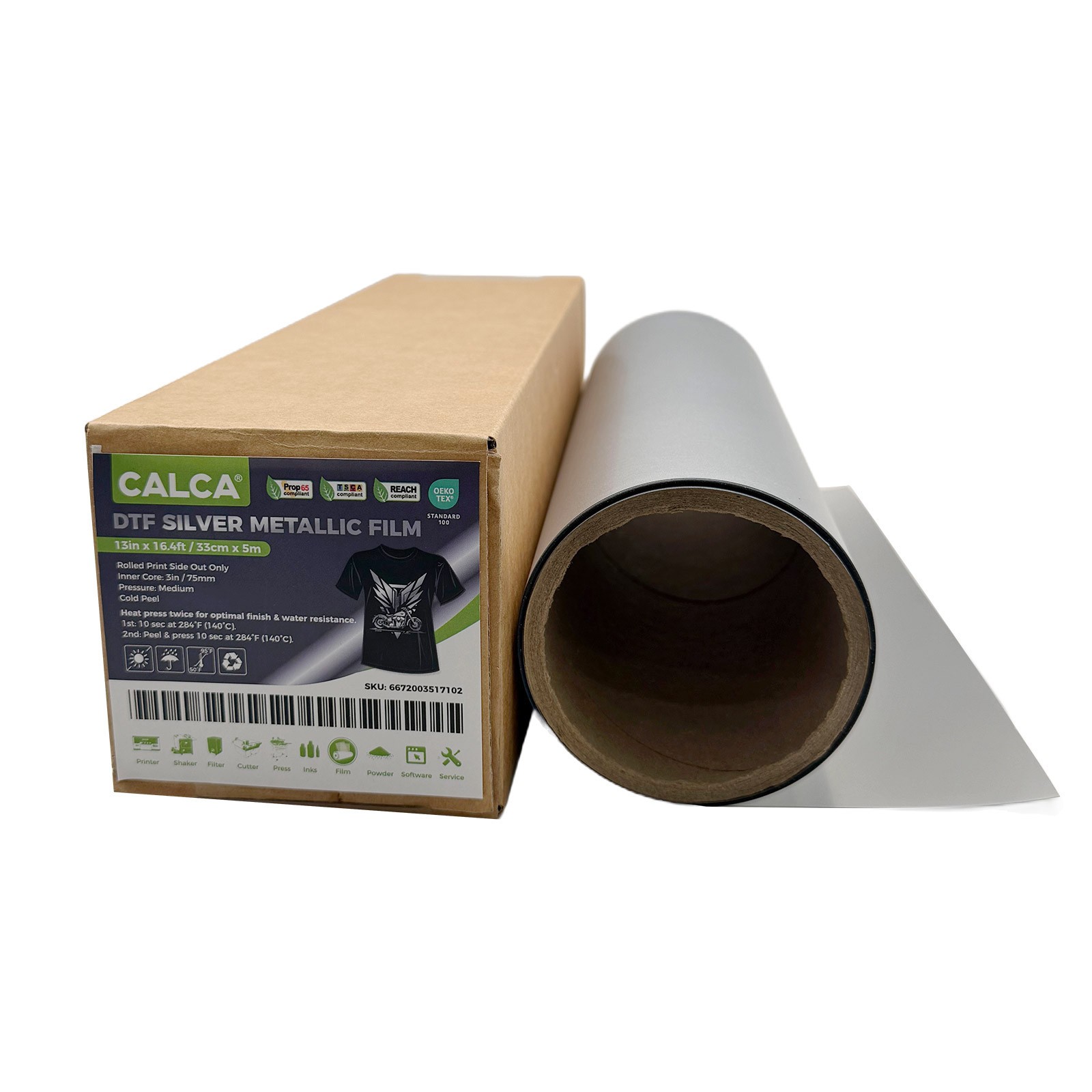 US Stock CALCA 24in x 65.6ft DTF Transfer Gold / Silver Foil Film Roll,Cold Peel