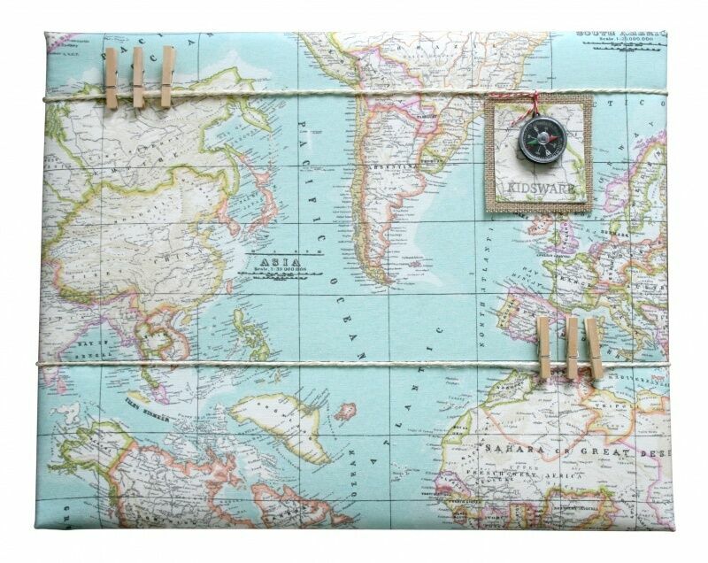 WORLD MAP 2 Globe Atlas Furnishing Fabric Cotton Material 55” wide SKY BLUE