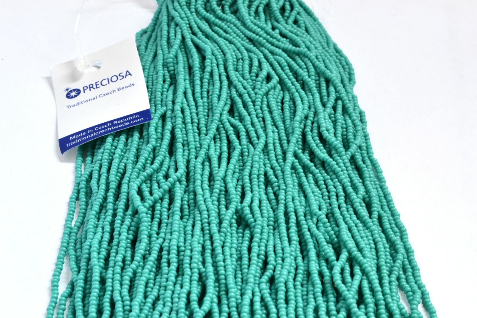 Opaque Green Turquoise PRECIOSA® Czech rocailles glass 11/0 seed beads, 1 Hank