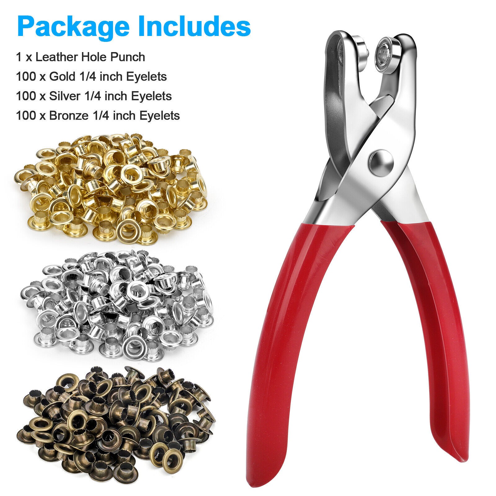 300Pcs Grommet Pliers Tool Kit Punch Hole Eyelet Snap Button Leather Craft 6MM