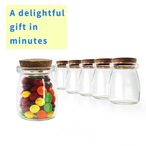 6Pcs Decorative Glass Bottle with Cork Stopper, 100ml,3.4oz Mini Glass Wish
