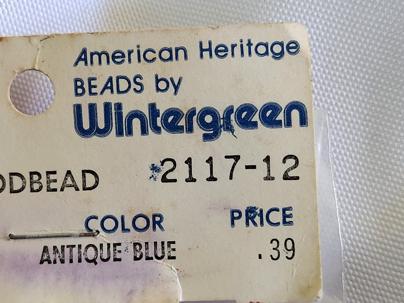 5 American Heritage Wood Beads by Wintergreen NOS Antique Blue 3/4×15/16″ Stack