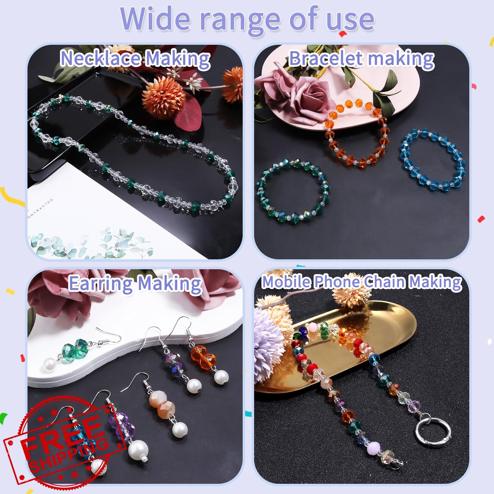 Yumttero 8mm Dark Blue Rondelle Glass Crystal Beads