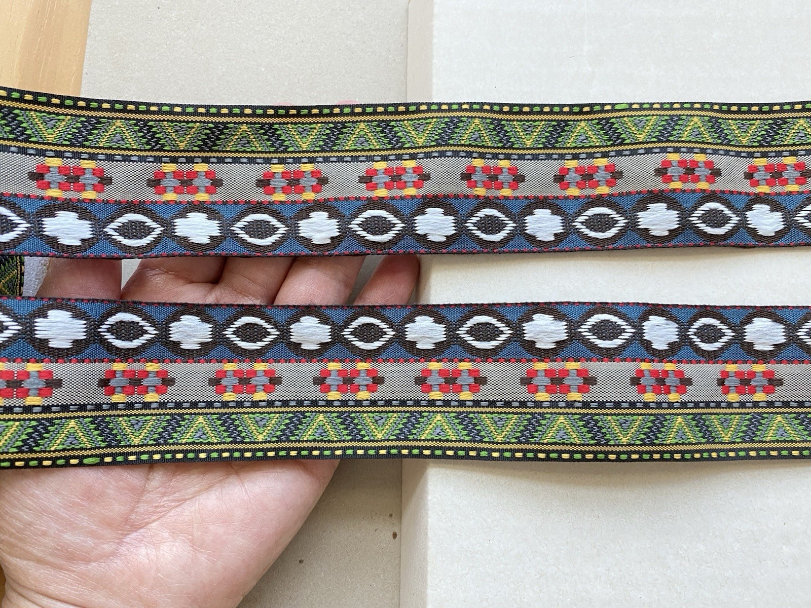 2 Yards Multicolor Jacquard Ribbon Trim for Sewing/Crafts/Belts/JG02/1.5″ Wide