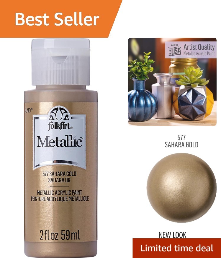 American-Made 2 oz Non-Toxic Metallic Paint in Sahara Gold – For All Surfaces