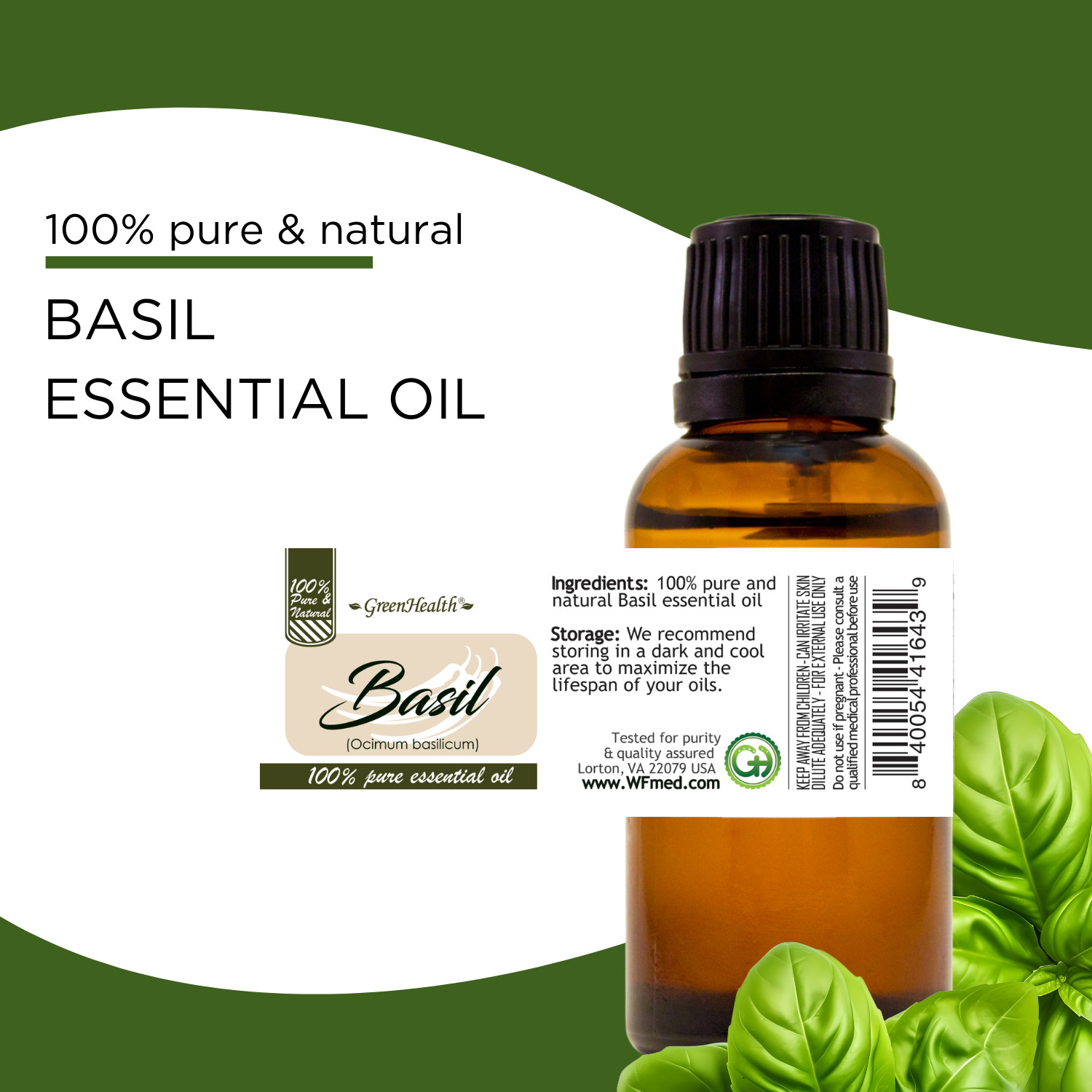 Bulk 8 fl oz Basil Essential Oil Pure Natural in Aluminum Bottle