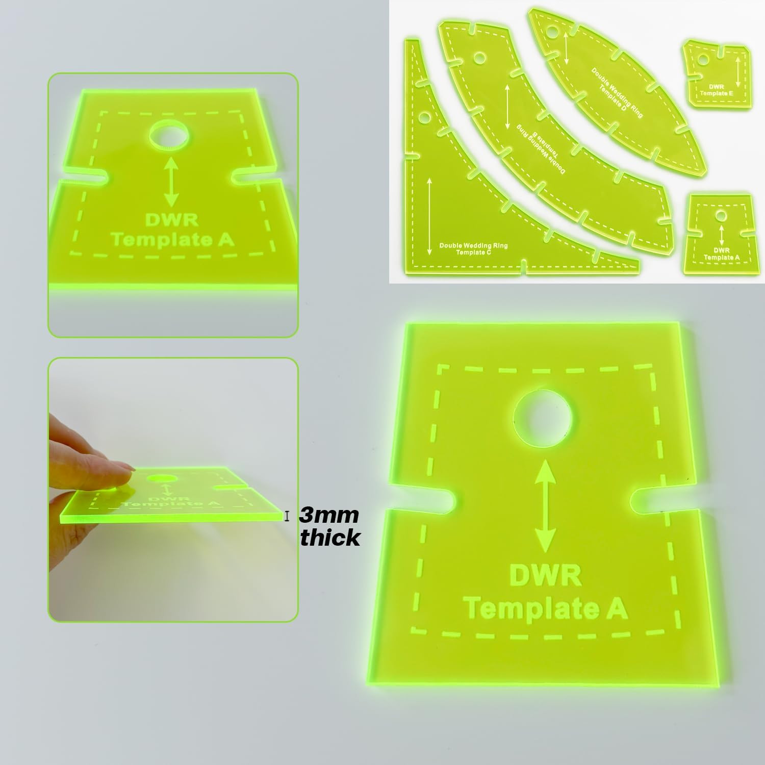 Quilting Templates Slit N Sew Double Wedding Ring Set Templates – Acrylic, None