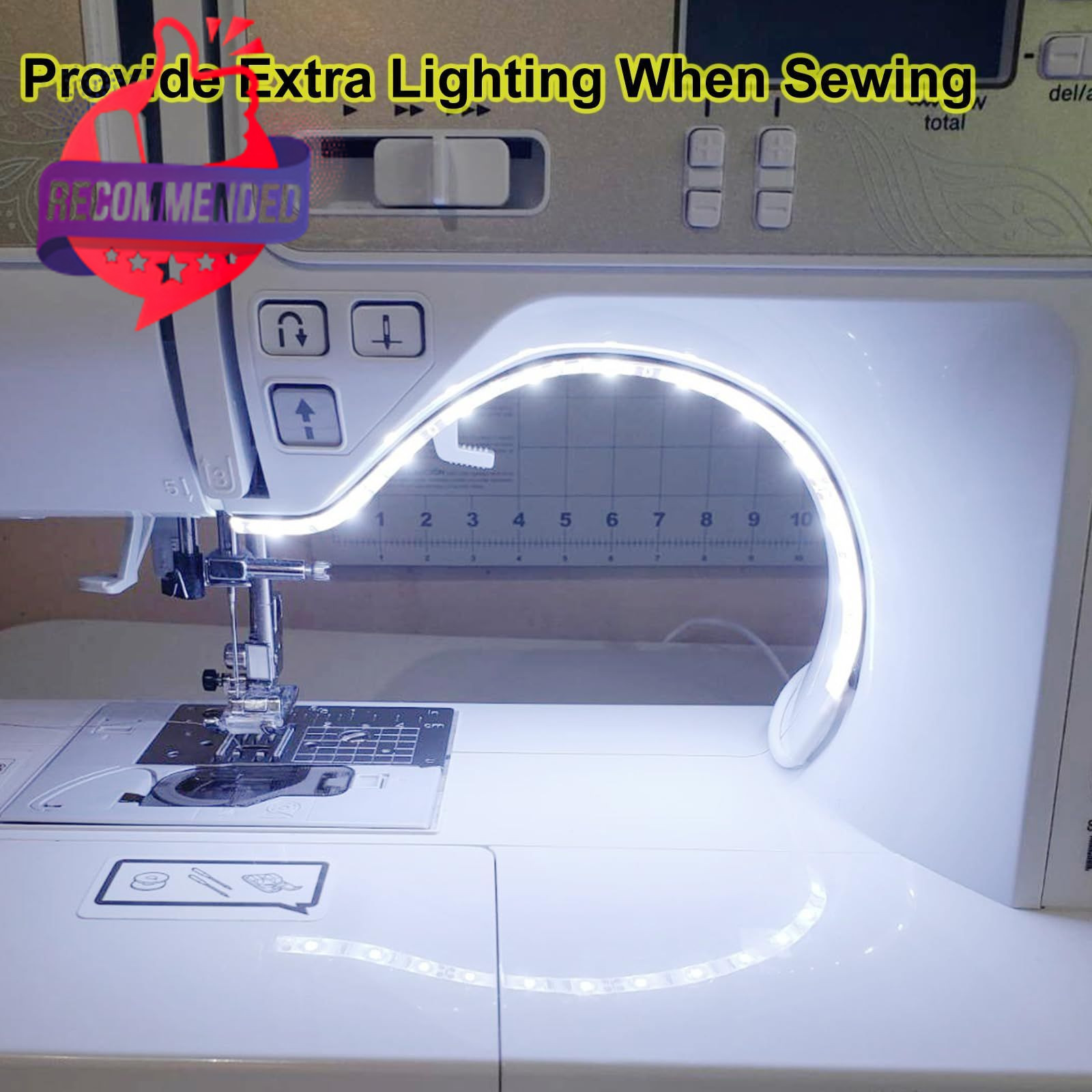 Sewing Machine Led Light Strip With Touch Dimmer, Usb Powered 6500k Cold White
