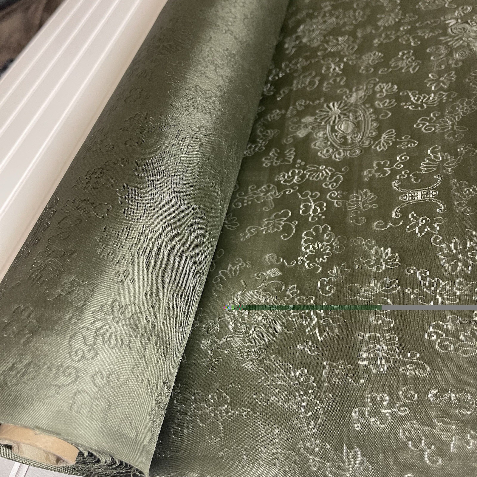 SILK Olive green, FABRIC 5 Yards x 22 Inches Wide or 180 Inches x 22 Wide
