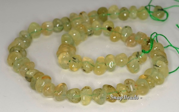 12X9-10X7MM PREHNITE GEMSTONE PEBBLE NUGGET LOOSE BEADS 7inch