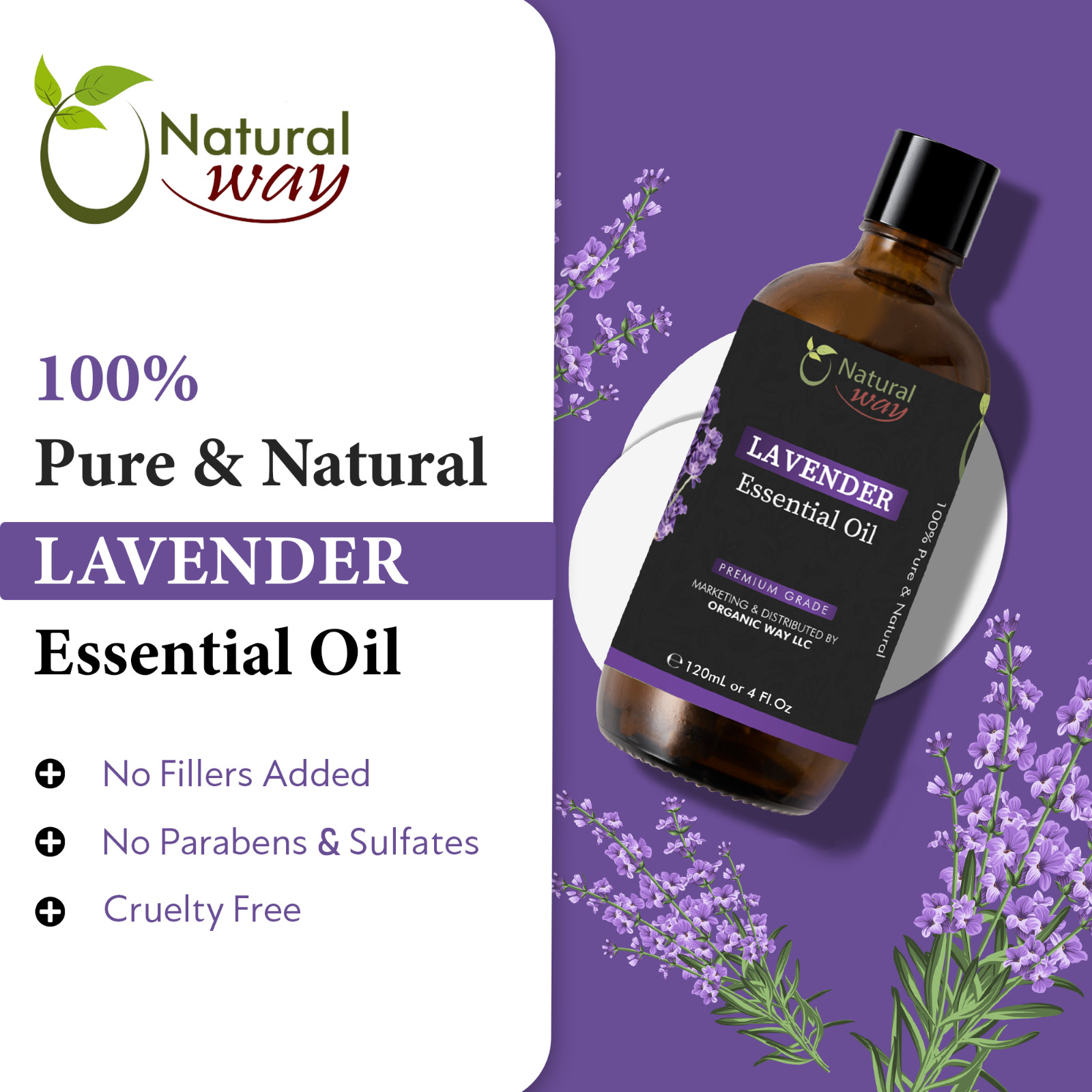Natural Way Lavender Essential Oil 4 Fl Oz (120 ml)