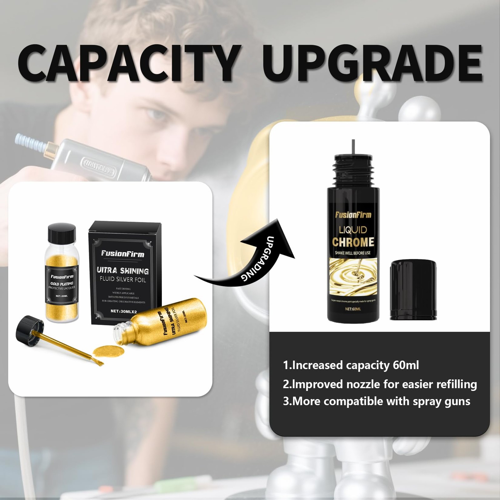 Liquid Gold Leaf Paint Kit – Alcohol-Based, Quick Dry, Ultra Shiny Metallic Gild
