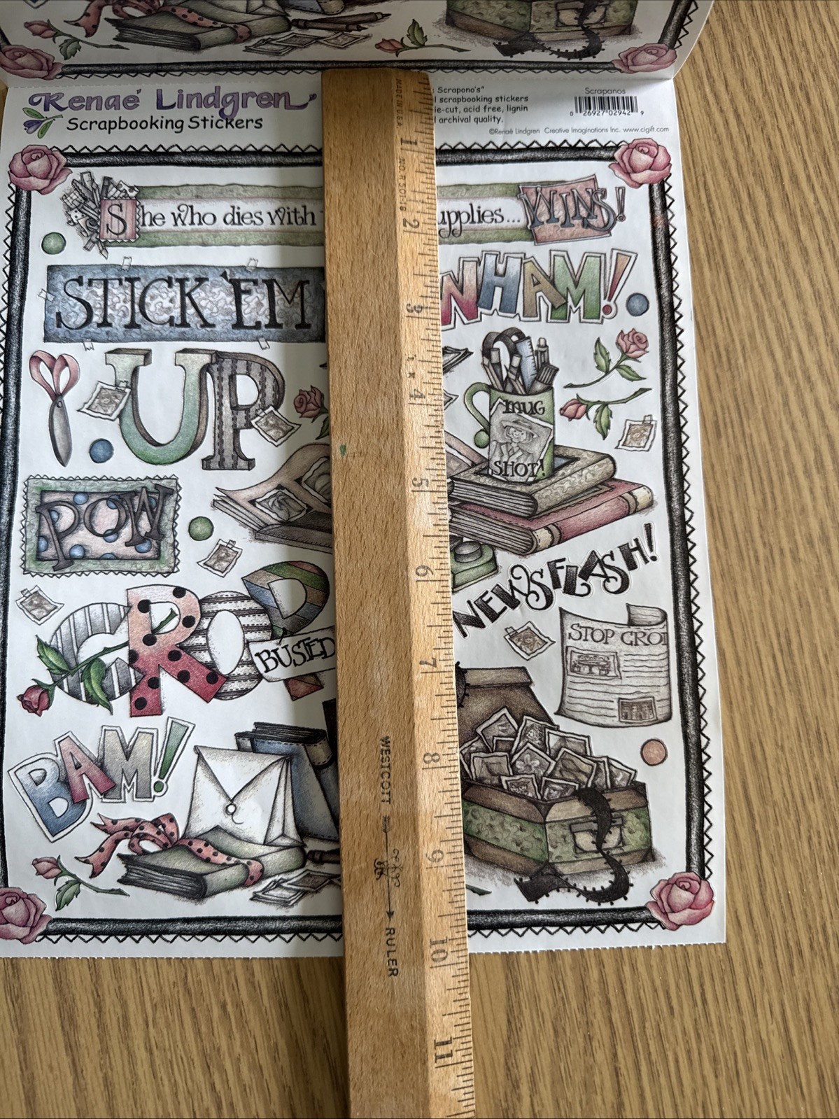 Renae Lindgren Creative Imaginations Stickers SCRAPANOS Sticker Roll 8×10 Sheets