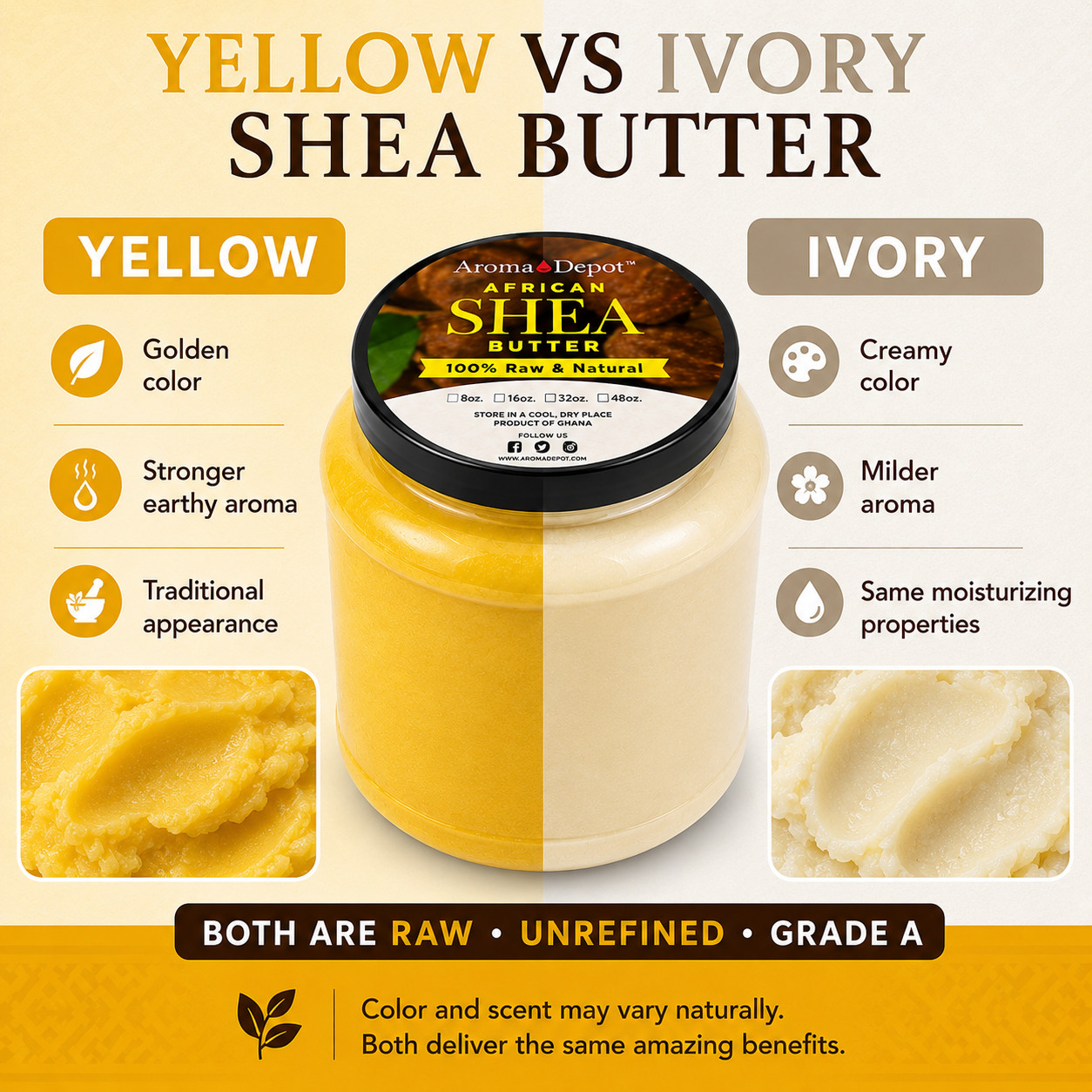 African Shea Butter Bulk 3 lb. Yellow From Ghana 100% Pure Natural Raw Unrefined