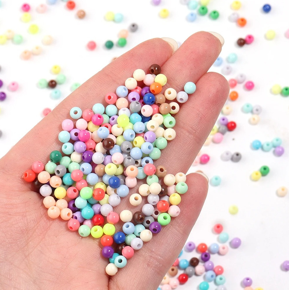 1000PCS 4mm Acrylic Spacer Beads Mini Round DIY Jewelry Making Craft