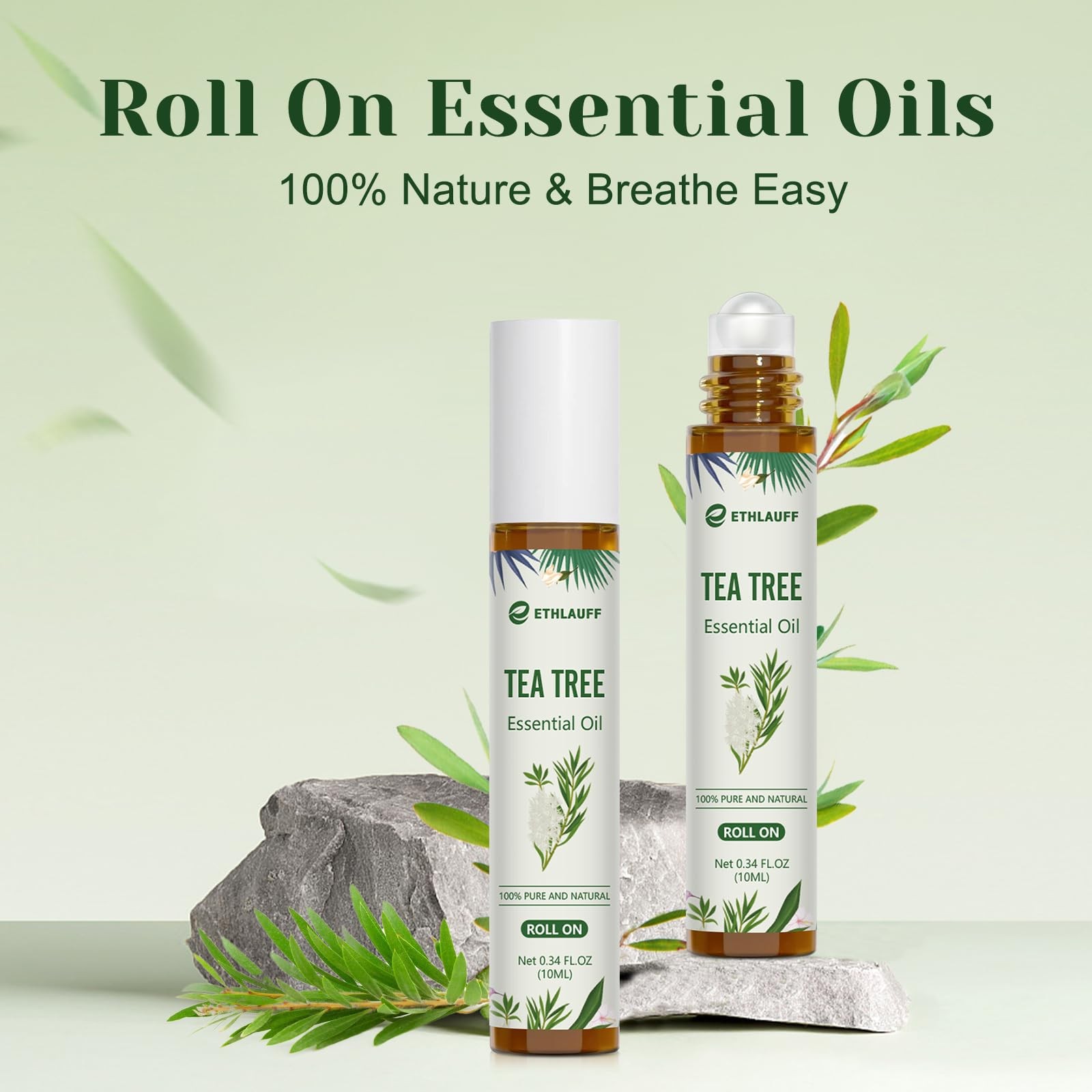 Tea Tree Oil Roll On – 100% Pure 0.33 Fl Oz (Pack of 1), Clear to Pale Yellow