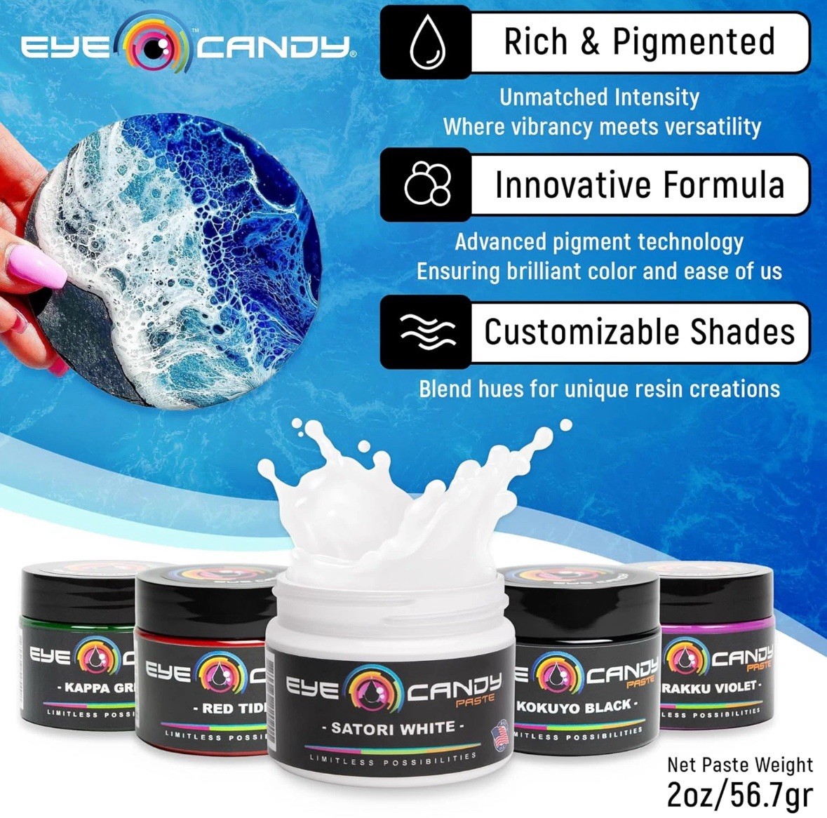 Eye Candy White Resin Pigment Paste Satori White (3 Oz) | Create Cells and Lacin
