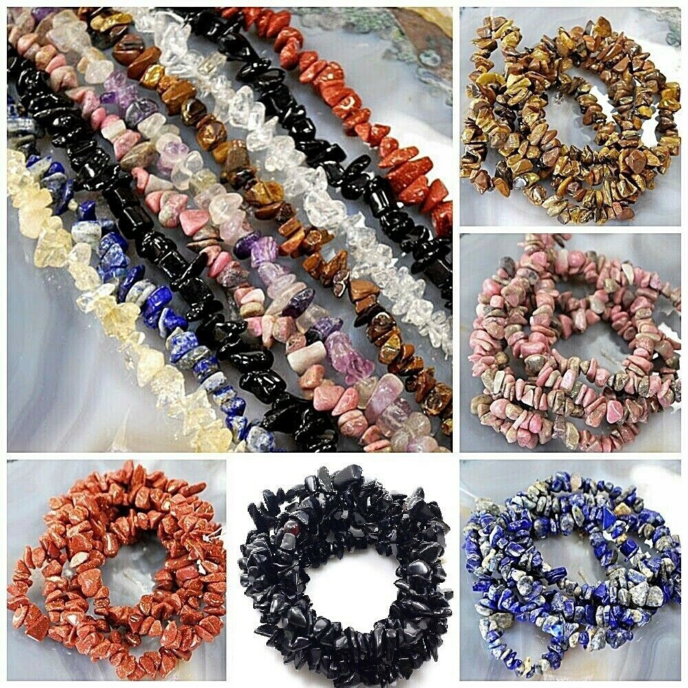 Natural Gemstone Chips Nugget Freeform Loose Bead 32″ Chip Pebble Jewelry