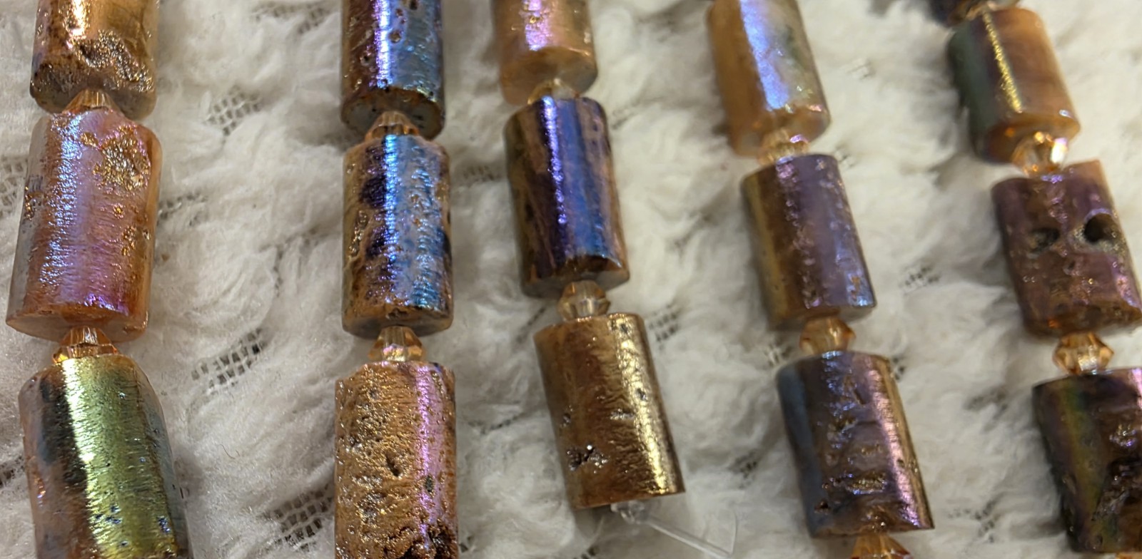Jewelry Making Beads HUGE NEW LOT 5 Strands Shimmering Agate Tubes Color Gallery