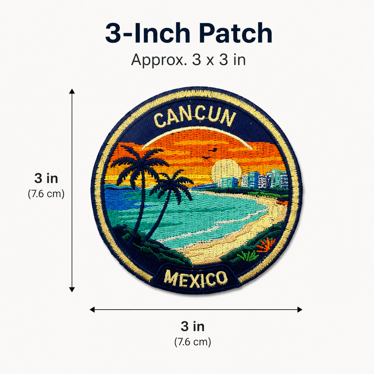 Cancun Mexico Patch 3” Iron On Embroidered Travel Souvenir Badge