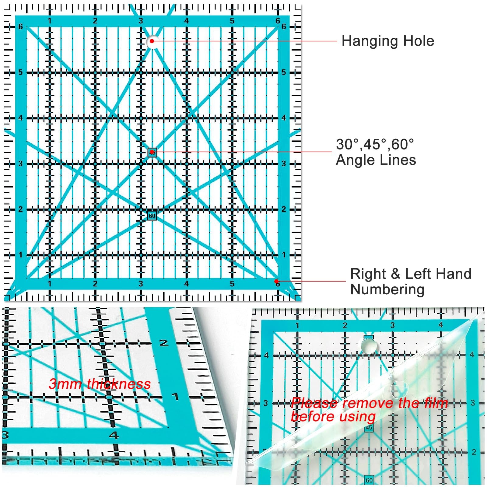 Quilting Rulers 4 Square Ruler Quilting Templates,Quilting Ruler Acrylic Rule…