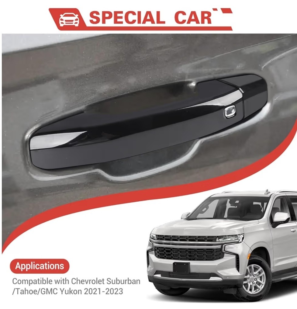 Car Exterior Door Handle Frame Cover Trim Compatible with Chevrolet Black