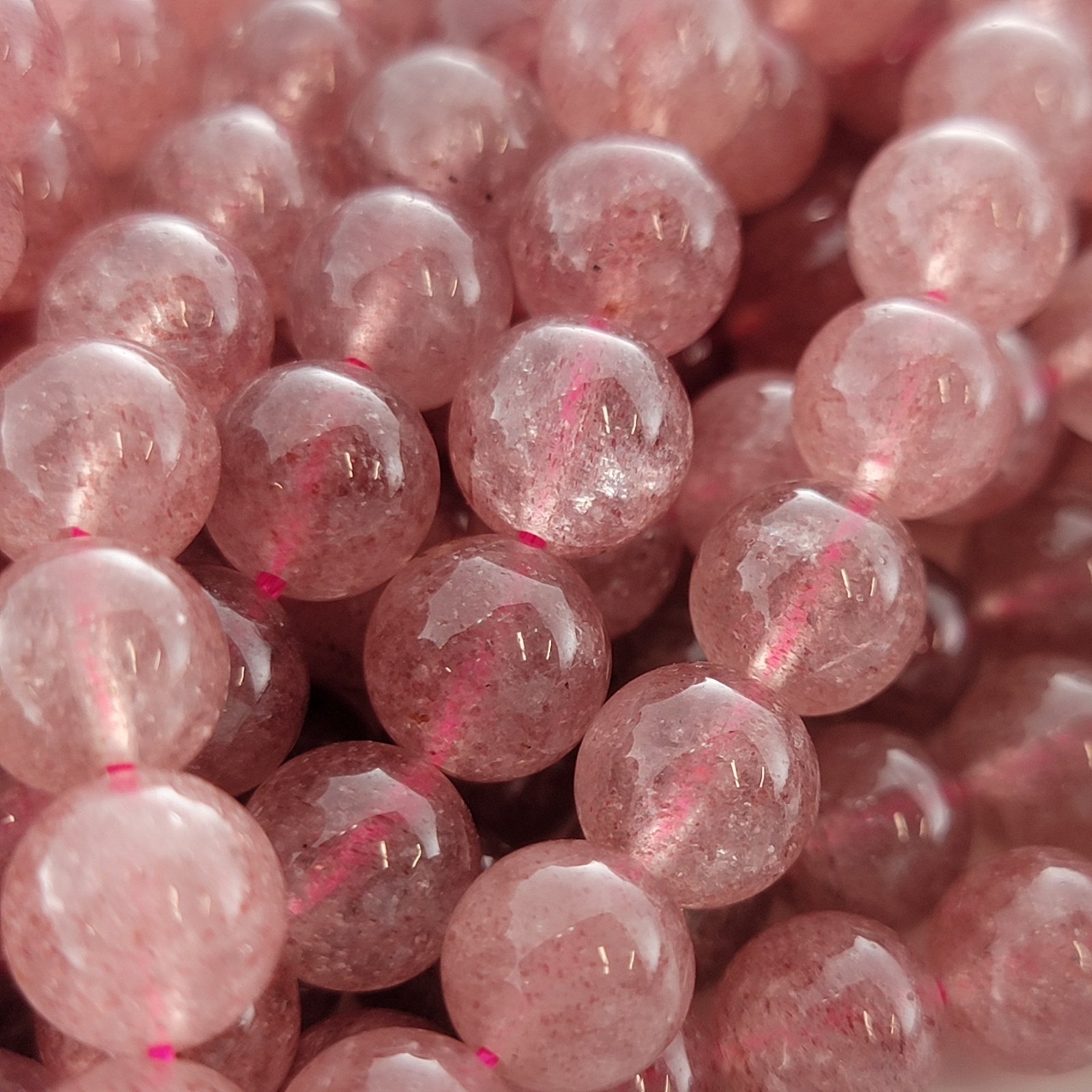 Strawberry Quartz Beads Genuine Gemstone Natural Smooth Round 4mm 6mm 8mm 10mm