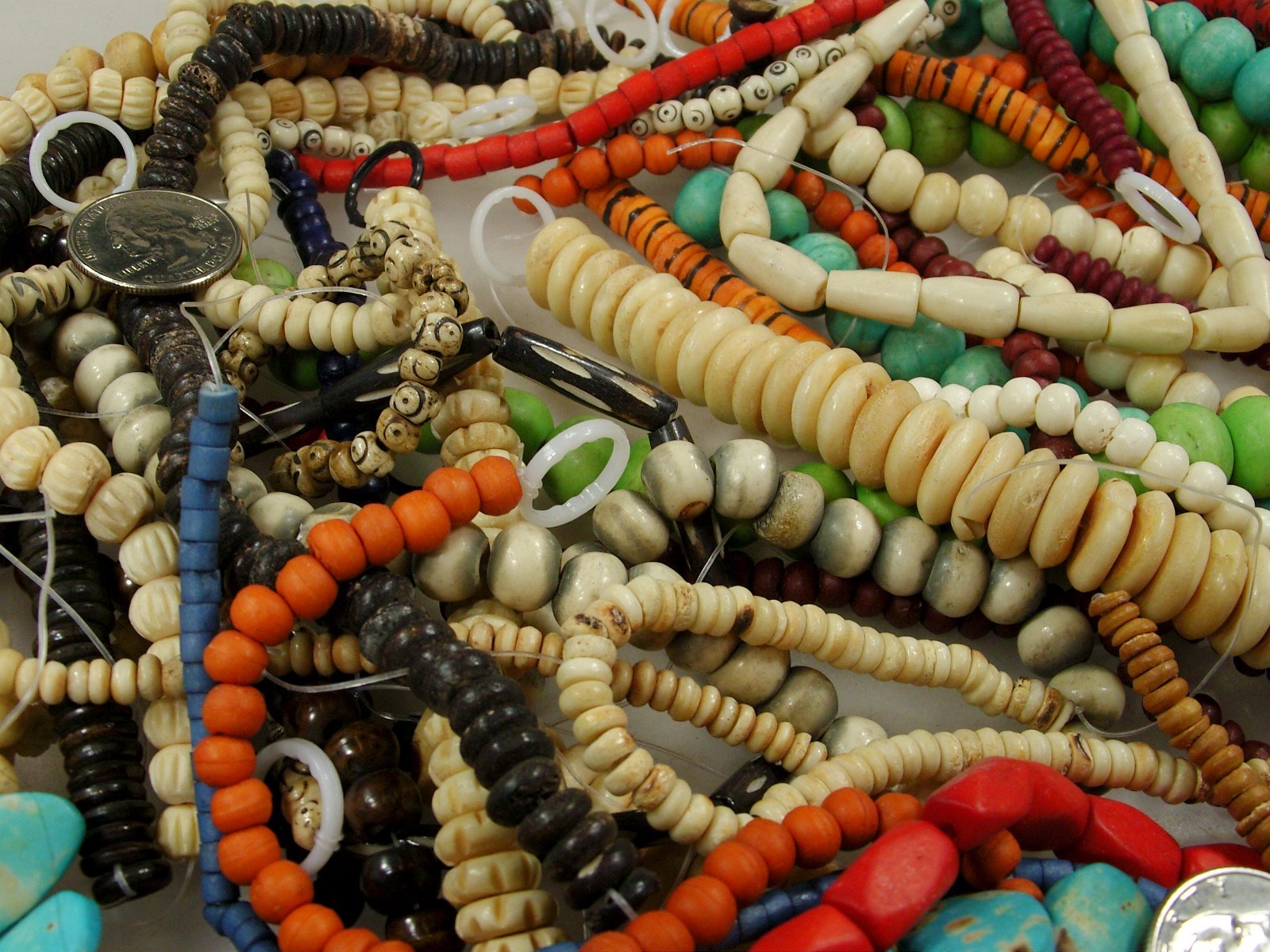 2 Pounds Odds and Ends India Handmade Water Buffalo Bone Beads Lot (AXP-5) ⭐