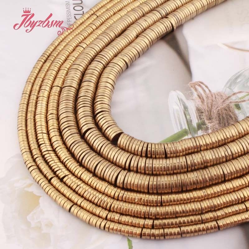 Flat Disc Spacer Beads – Gold Color Gasket Saucer Hematite Beads Charms Jewelry