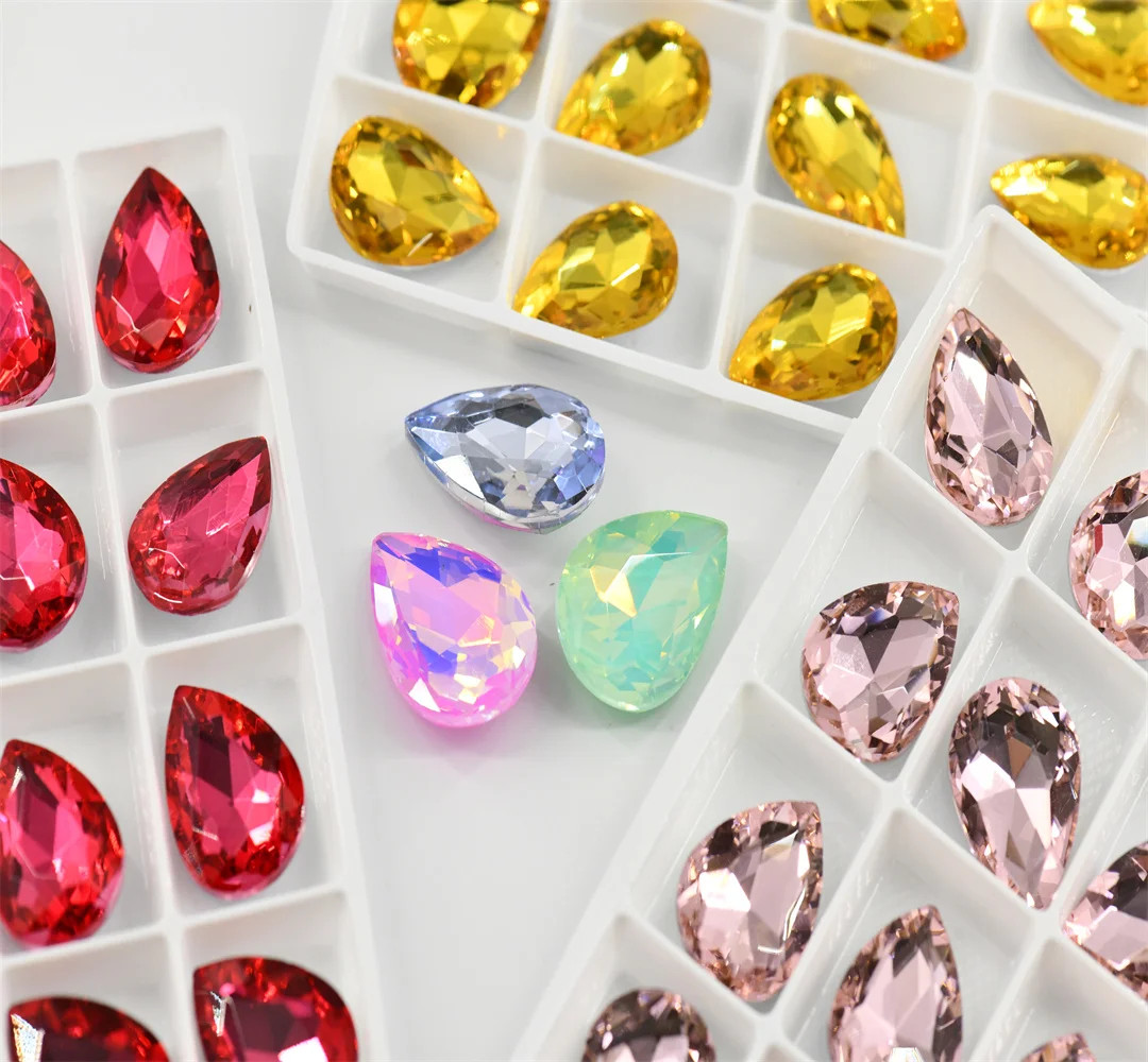 Rhinestone crystal Glass bead Pointback teardrop crafting needlework stones