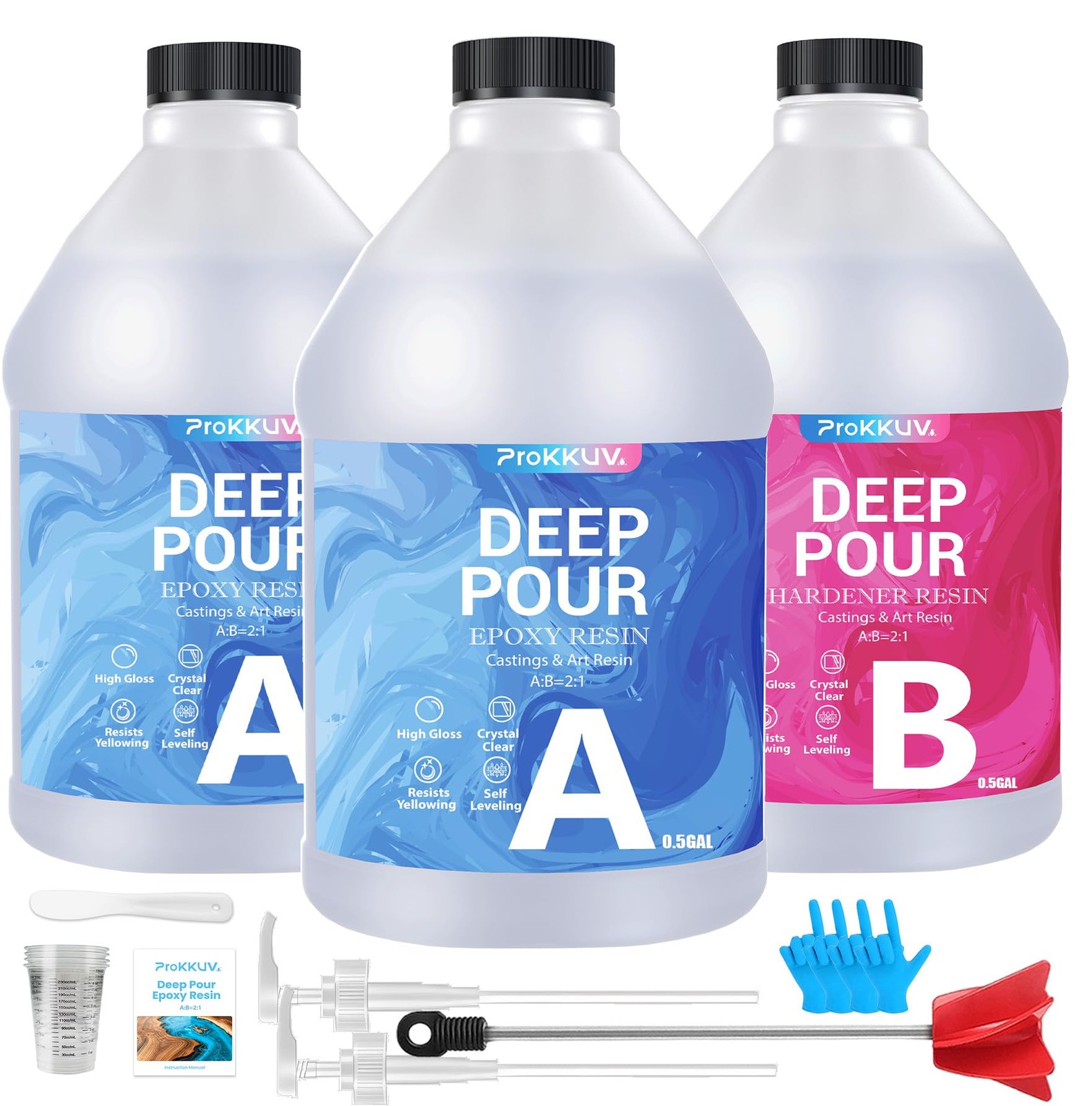 ProKKUV Epoxy Resin Deep Pour Epoxy Resin, 1.5 Gallon 2 to 4 Inch Depth Cryst…