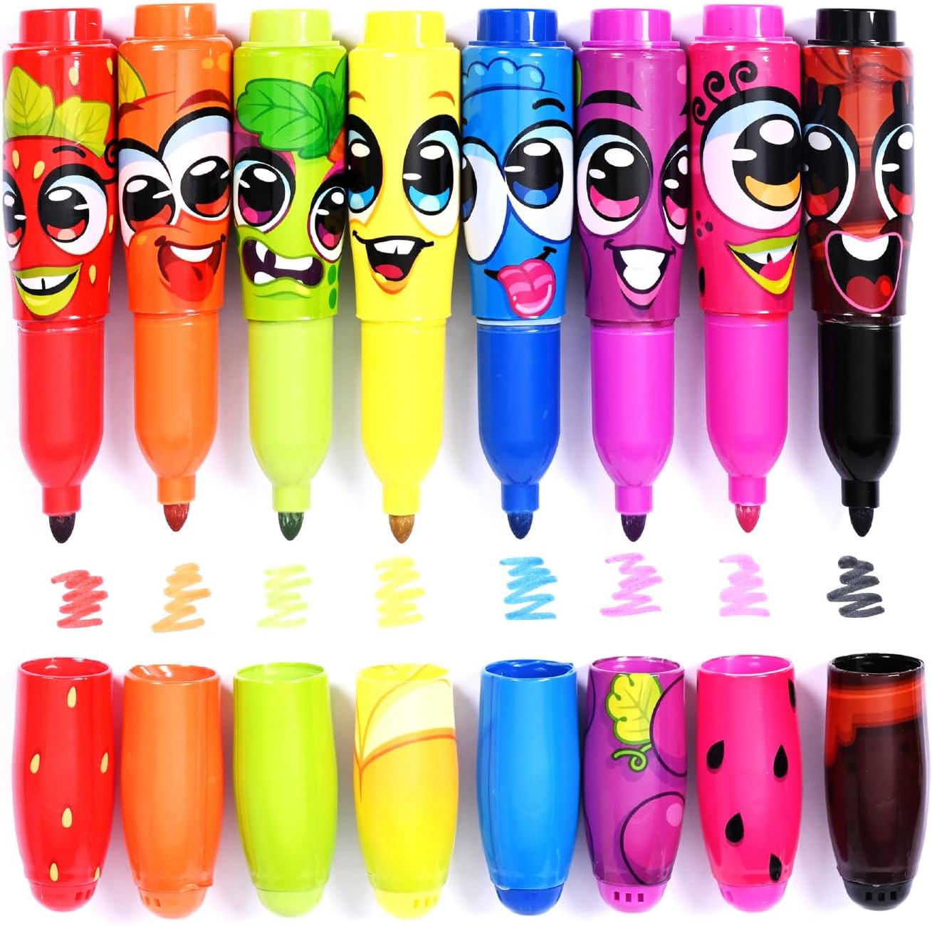 Scented Jumbo Markers 8 Pack, with Fruit Scent, 8 Colors, Different Fruity Each,