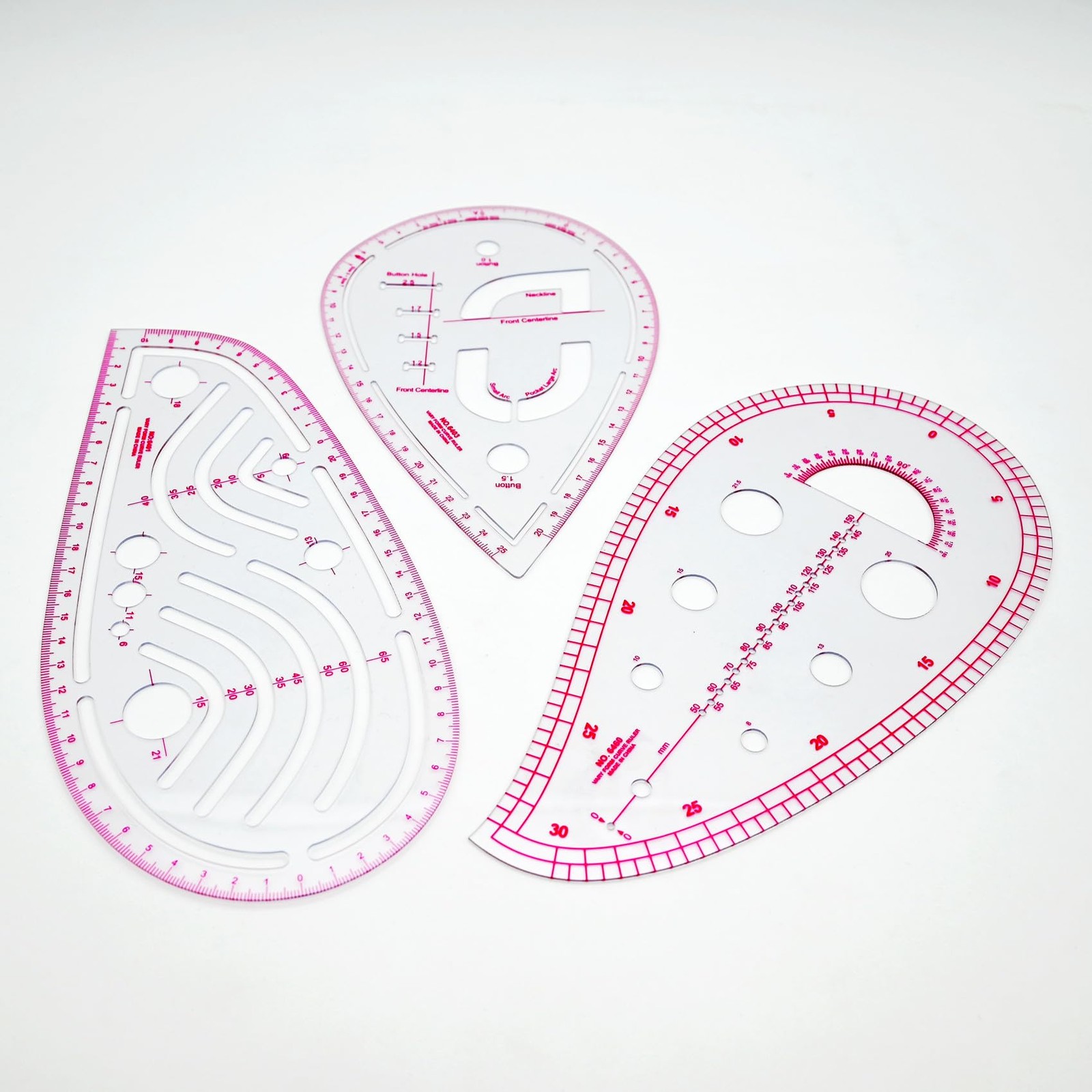 9-Piece Metric Sewing Ruler Set – French Curves, Dressmaking & Quilting