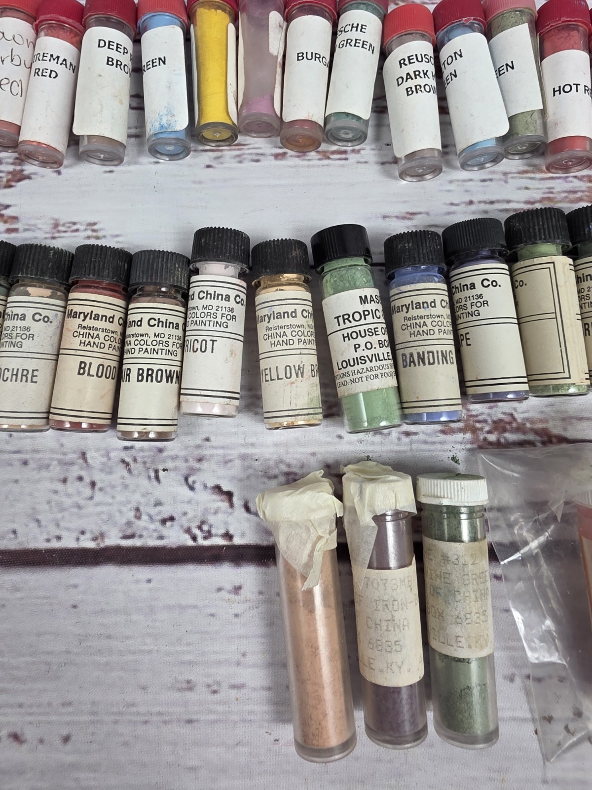 75+ China Porcelain Powder Paints Vials House Of China, Maryland China, Mr &Mrs