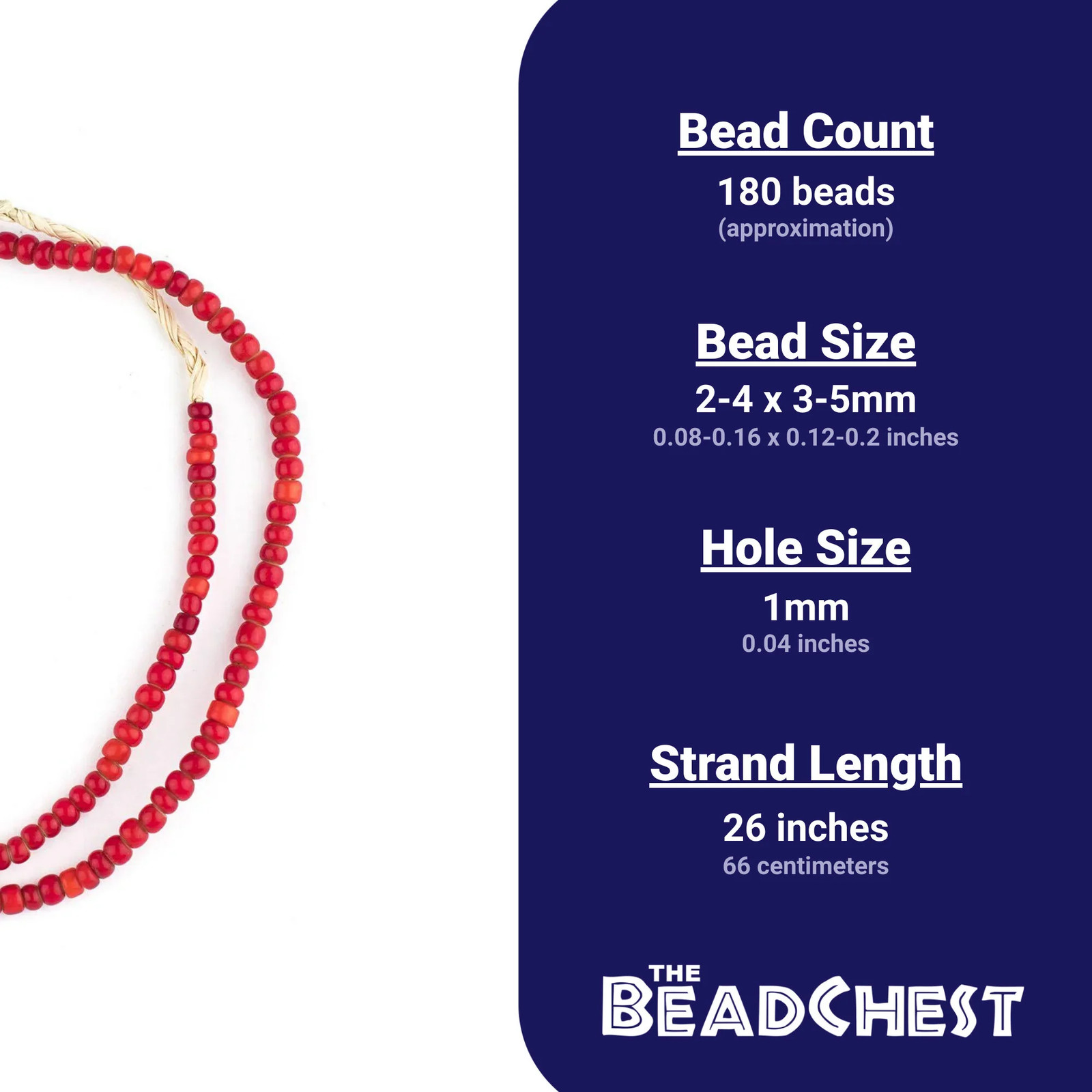 Old Ethiopian Red White Heart Beads 4mm African Round Glass 26 Inch Strand