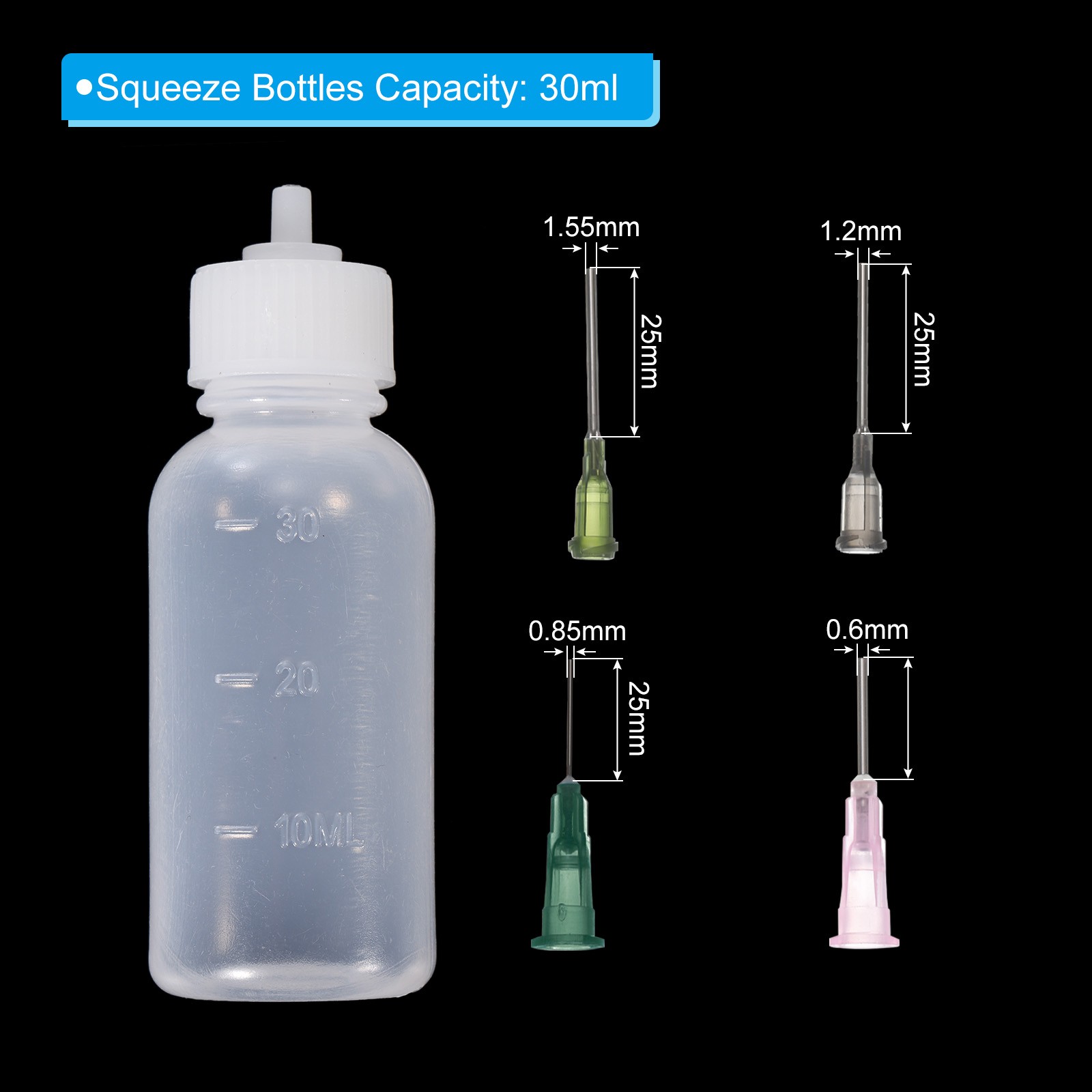 1 Oz Precision Applicator Bottles,6Pcs 30ml Needle Tip Squeeze Bottle