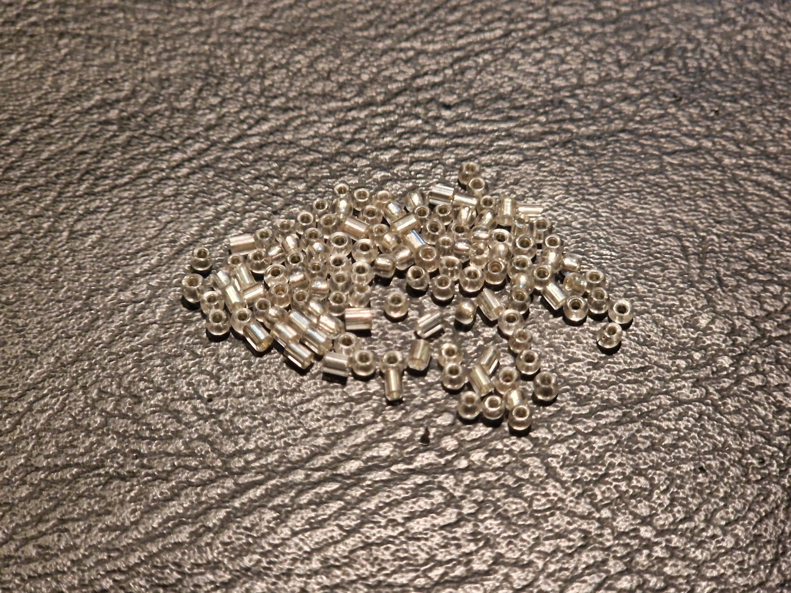 White Silver Glass Seed Beads Tube Beads 2-2.9mm Lot of 11 Vials 2 oz Each
