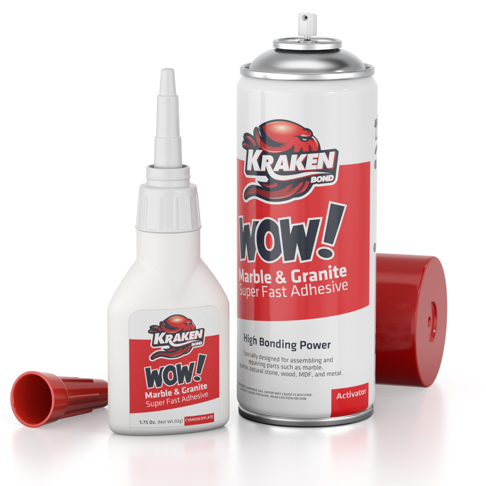 Kraken Bond WOW Marble&Granite Super Fast Adhesive + Accelerator 2 Pk (6.75oz)